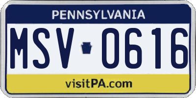 PA license plate MSV0616