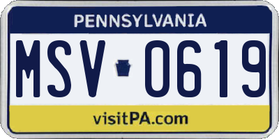 PA license plate MSV0619