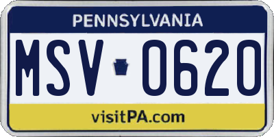 PA license plate MSV0620