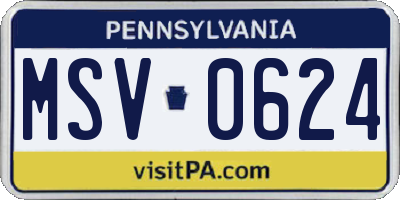 PA license plate MSV0624
