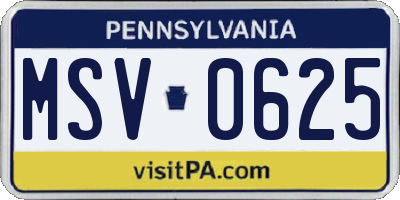 PA license plate MSV0625