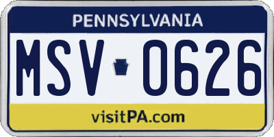 PA license plate MSV0626