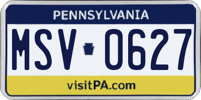 PA license plate MSV0627