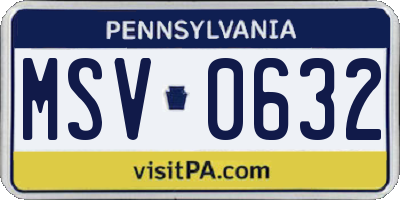 PA license plate MSV0632