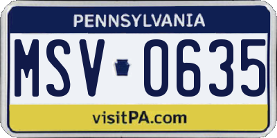 PA license plate MSV0635
