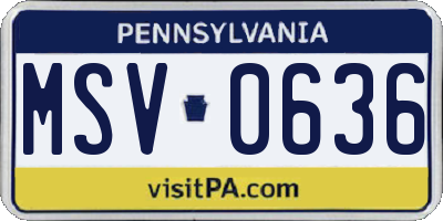 PA license plate MSV0636