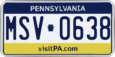 PA license plate MSV0638