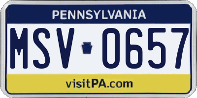 PA license plate MSV0657