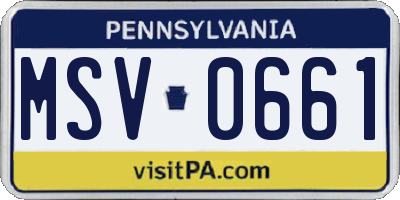 PA license plate MSV0661