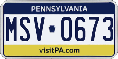 PA license plate MSV0673