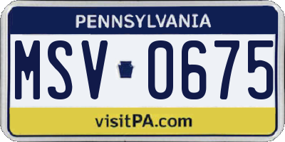 PA license plate MSV0675