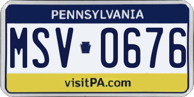 PA license plate MSV0676