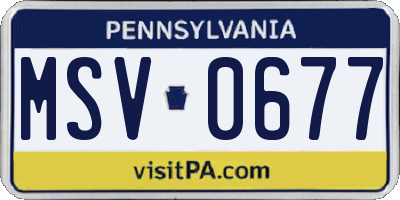 PA license plate MSV0677