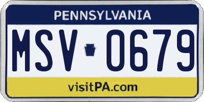 PA license plate MSV0679