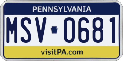 PA license plate MSV0681