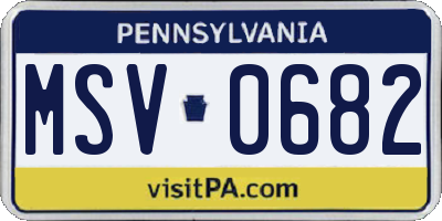 PA license plate MSV0682