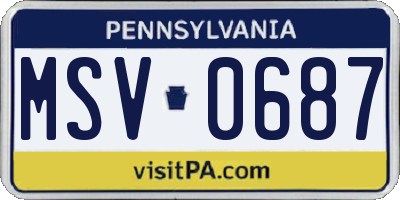 PA license plate MSV0687