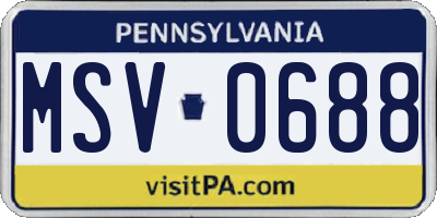 PA license plate MSV0688