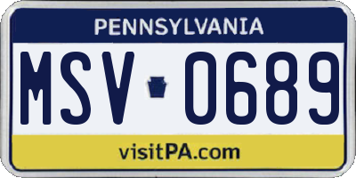 PA license plate MSV0689