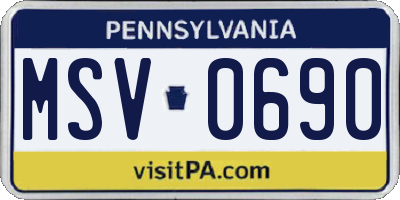 PA license plate MSV0690