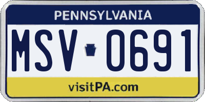 PA license plate MSV0691