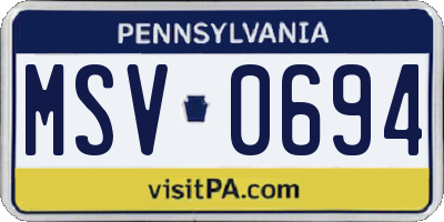 PA license plate MSV0694