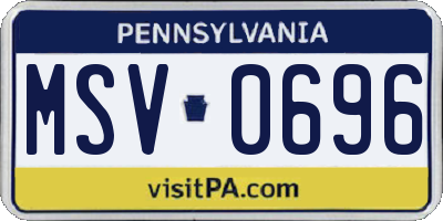 PA license plate MSV0696