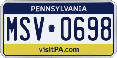 PA license plate MSV0698