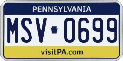 PA license plate MSV0699