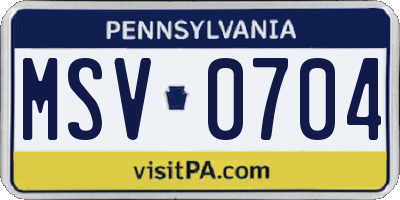 PA license plate MSV0704