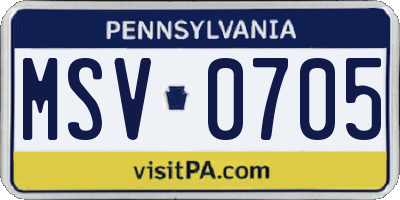 PA license plate MSV0705