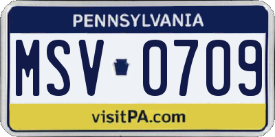 PA license plate MSV0709