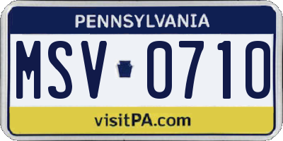 PA license plate MSV0710