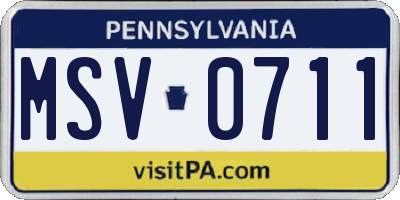 PA license plate MSV0711