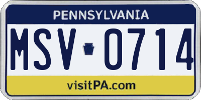 PA license plate MSV0714
