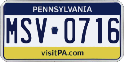 PA license plate MSV0716