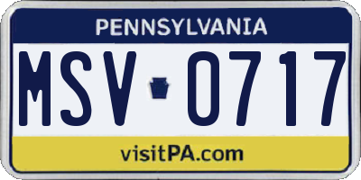 PA license plate MSV0717