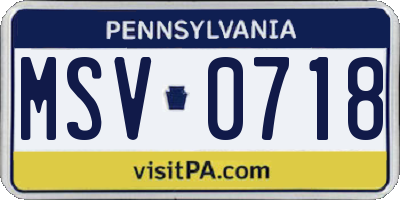 PA license plate MSV0718