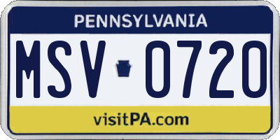 PA license plate MSV0720