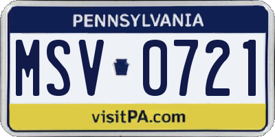 PA license plate MSV0721