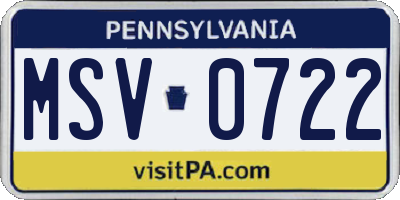 PA license plate MSV0722