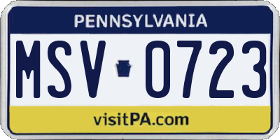 PA license plate MSV0723