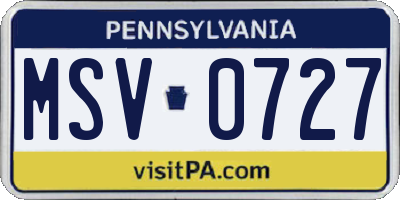 PA license plate MSV0727