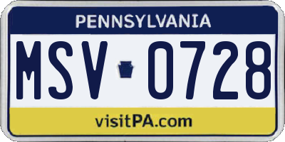 PA license plate MSV0728