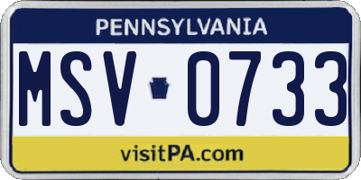 PA license plate MSV0733