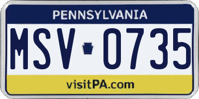 PA license plate MSV0735