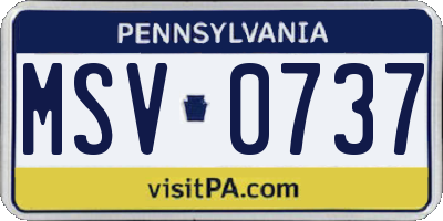 PA license plate MSV0737