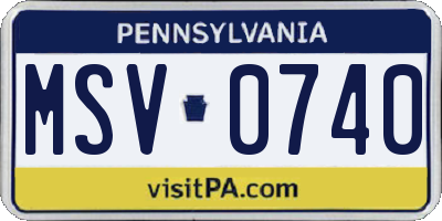 PA license plate MSV0740