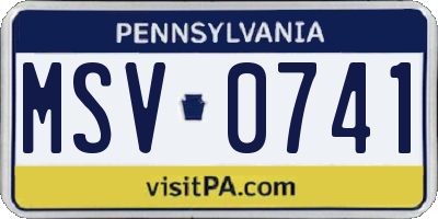 PA license plate MSV0741