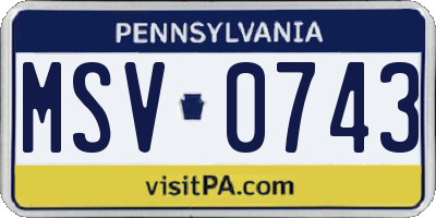 PA license plate MSV0743